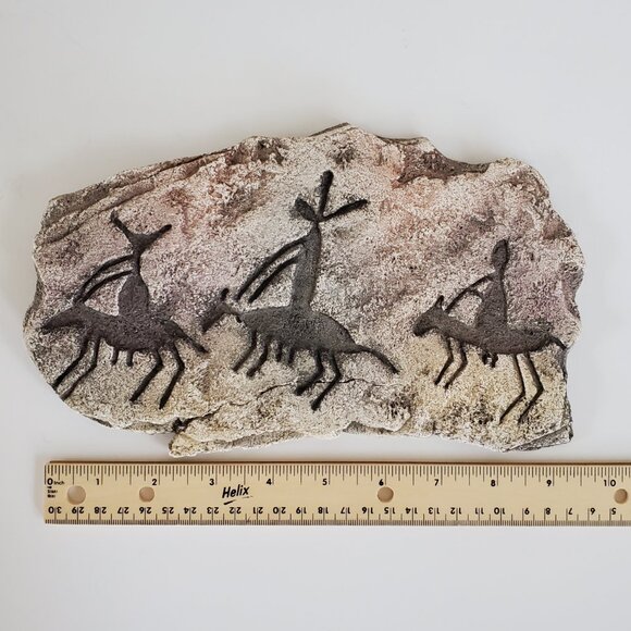 John Running Native American Wall Art Signed Cast Paper Petroglyph Rider Horse - Picture 7 of 8